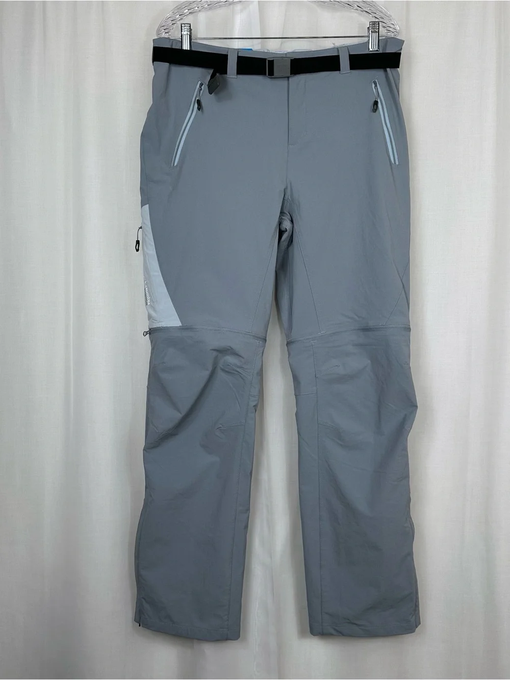 Columbia Titan Peak Convertible Hiking Pants Size 12R Grey Belted Titanium NEW
